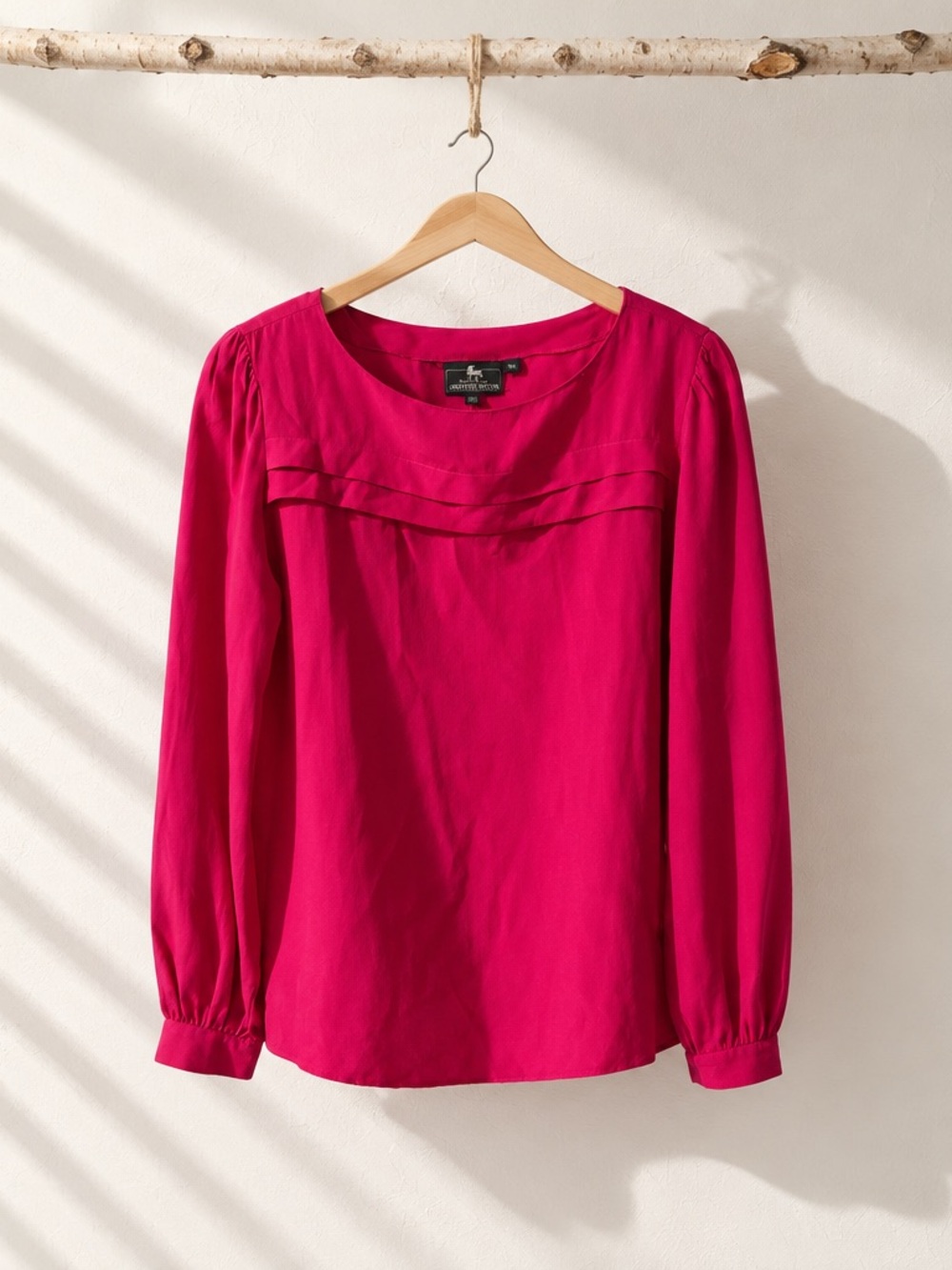 Vintage jonathan martin Long-Sleeve Pleated Yoke Blouse - Fuchsia